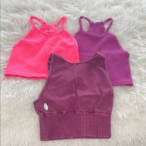 Vibrant Pink and Purple Crop Tops Trio